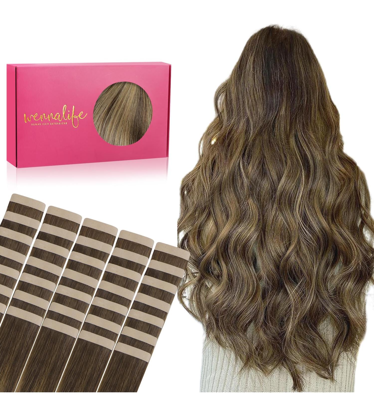 Buy If-of-Hearted Tape Extensions - 40pcs 100g 60cm Balayage Chocolate Brown to Caramel Blonde Real Hair Extensions - Buy Online on GoSupps.com