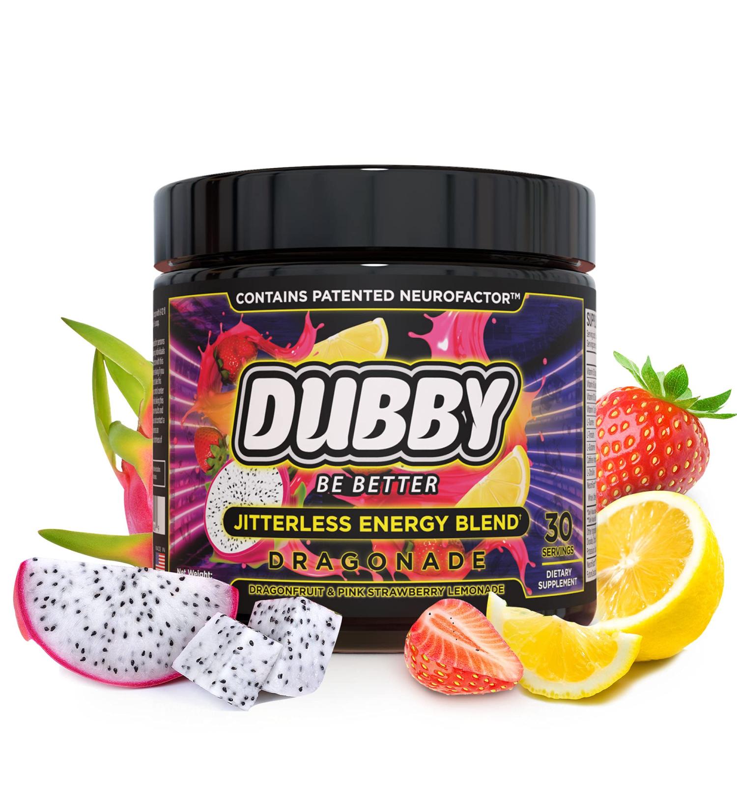 Dubby Gamer Energy Drink Powder - Sugar Free Jitter-Free Nootropic Energy | Dragon Fruit Pink Strawberry Lemonade | 30 Servings - Buy Online on GoSupps.com