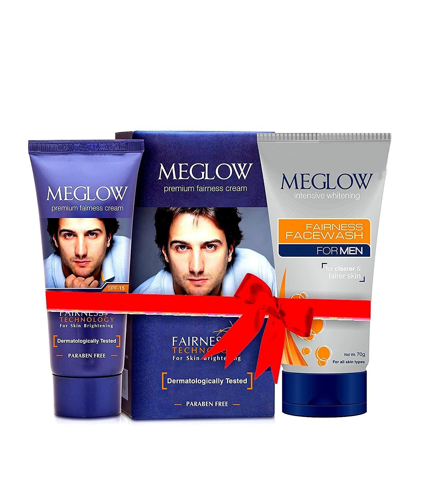 Men's Fairness Combo: Meglow Facewash & Cream for Glowing Skin - Shop Internationally - Buy Online on GoSupps.com