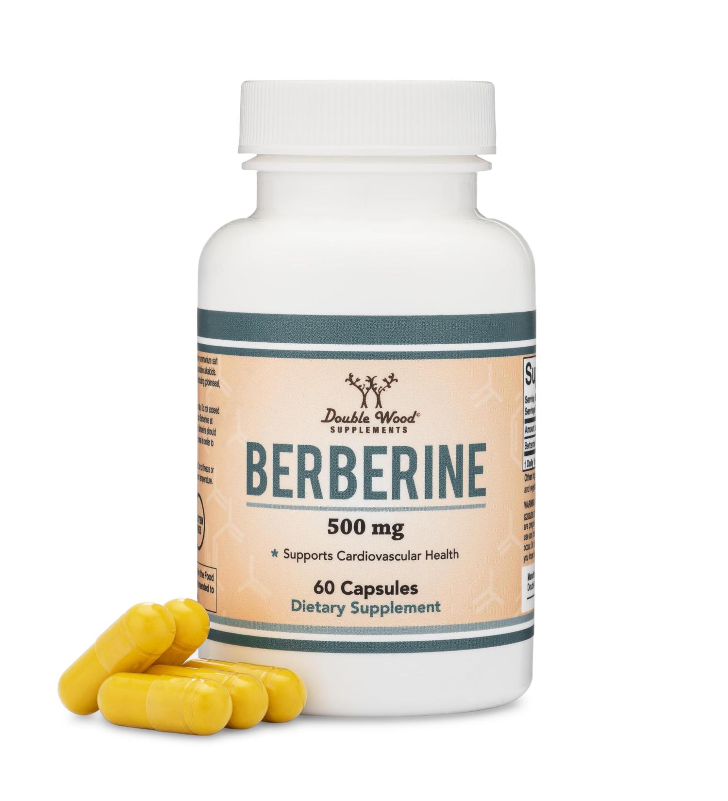 Berberine Supplement 500mg 60 Capsules (Third Party Tested Non-GMO Gluten Free Vegan Safe) AMPK Activator - Berberine HCL for Cardiovascular Health by Double Wood - Buy Online on GoSupps.com