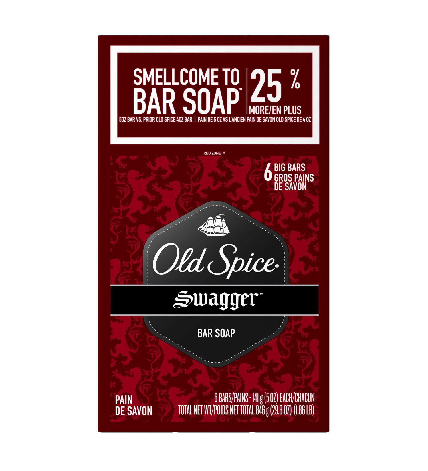 Old Spice Red Zone Swagger Bar Soap, 6-Pack, 29.8 Oz - Bold Scent, Long-lasting Cleanliness - Buy Online on GoSupps.com
