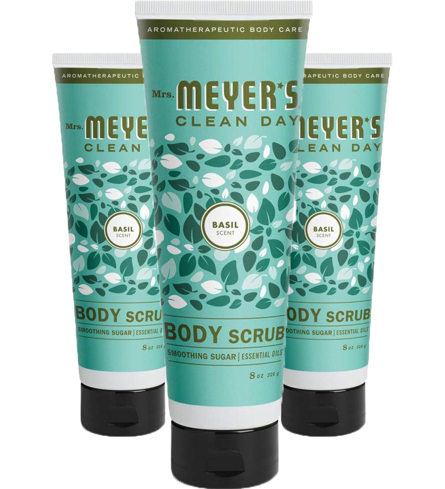 Mrs. Meyer's Clean Day Exfoliating Body Scrub Sugar Scrub that Leaves Skin Feeling Hydrated & Fresh Made with Essential Oils 8 oz (Basil 8 Ounce (3 Pack)) - Buy Online on GoSupps.com