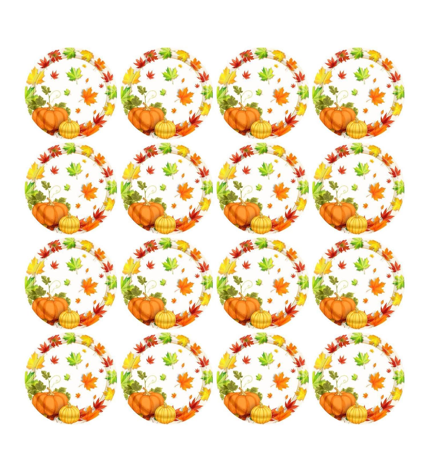 Thanksgiving Plates Cups and Napkins | Thanksgiving Plates and Napkins Supplies | Maple Leaves Pumpkin Autumn Thanksgiving Harvest Decoration Harvest Tableware Set for Fall The 9 Inch Tray - Buy Online on GoSupps.com