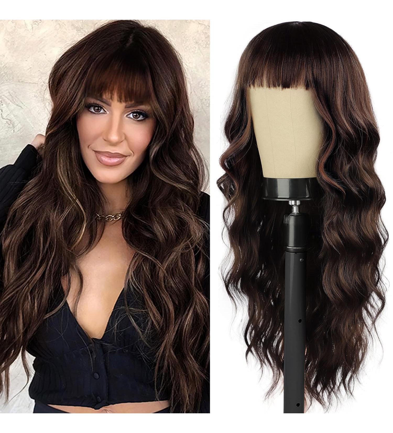 Testar Dark Brown Long Wavy Wigs for Women - Natural-Looking Synthetic Curly Ponytail Wig for Daily & Party Use - Buy Online on GoSupps.com