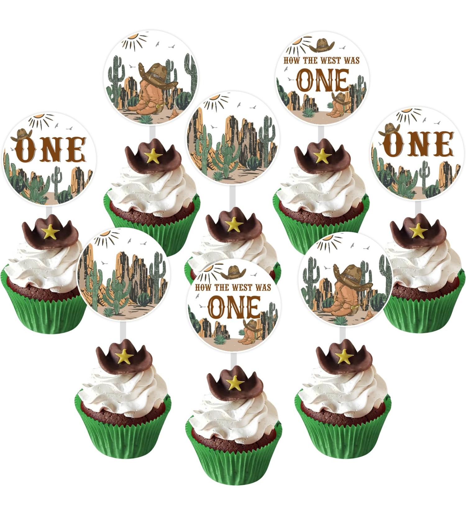 Sursurprise Western 1st Birthday Party Decorations 24PCS How The West Was One Cupcake Toppers My 1st Rodeo Decorations Cowboy West Mexican Cactus First Birthday Party Supplies - Buy Online on GoSupps.com