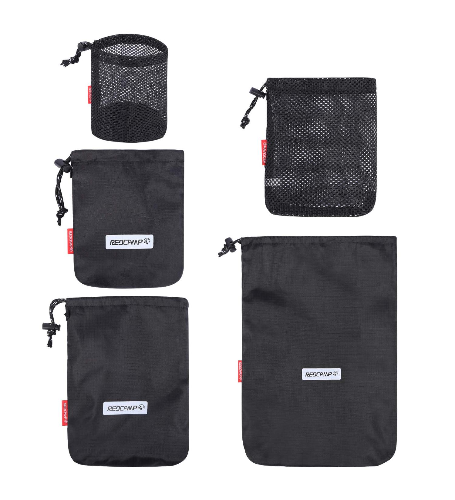 REDCAMP Stuff Sack Set of 5  Lightweight Mesh Nylon Drawstring Storage Bag Pouch for Travelling Hiking Red/Black - Buy Online on GoSupps.com