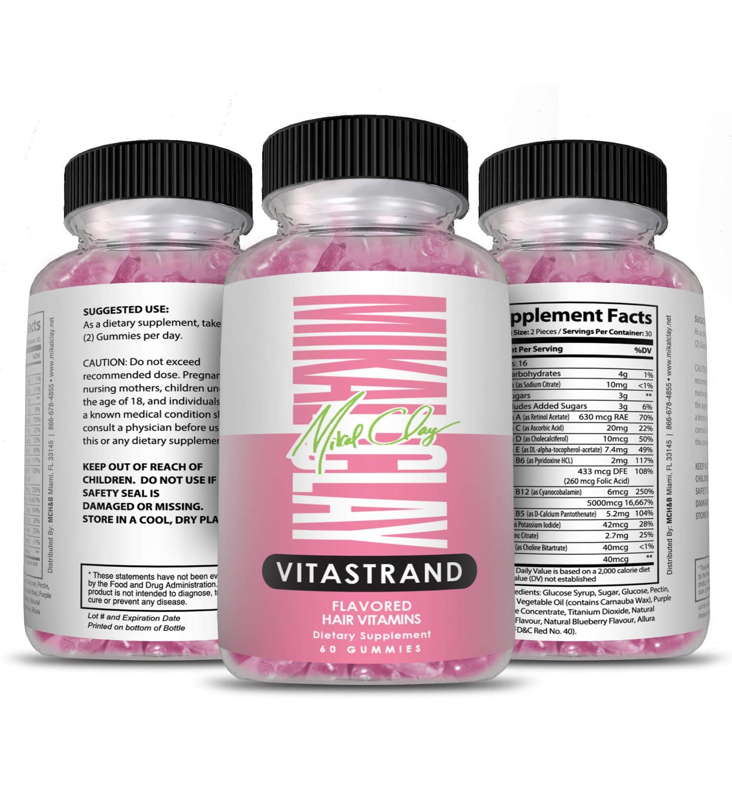 VitaStrand Hair Vitamins Gummies - 60ct | Proven Hair Loss Prevention & Healthy Growth - Flavored Strengthens Hair Fullness & Vitality - Buy Internationally - Buy Online on GoSupps.com