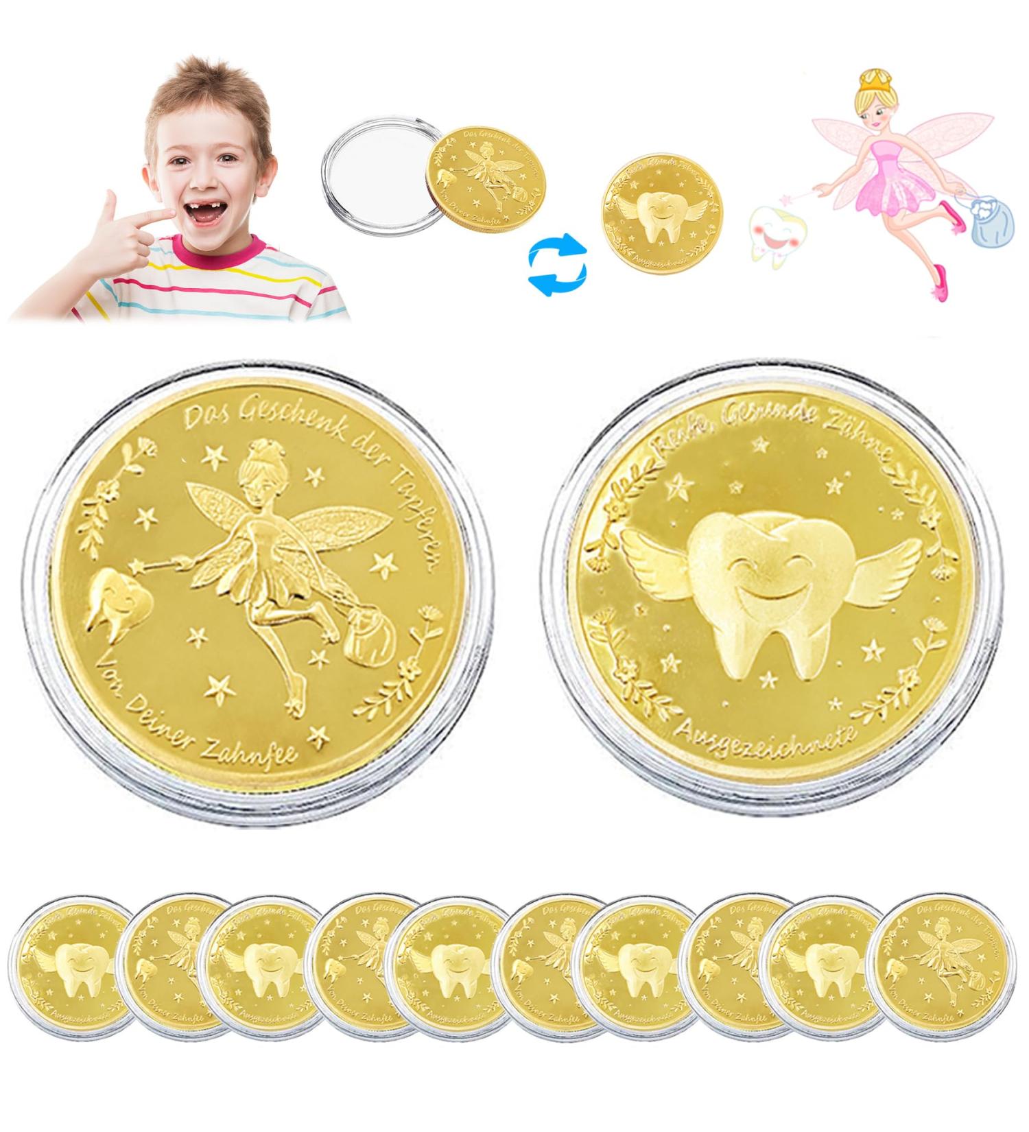Veekay Tooth Fairy Coins - 10 Piece Goldtaler Set | Perfect Gifts for Kids | Commemorative Tooth Fairy Souvenirs - Buy Online on GoSupps.com