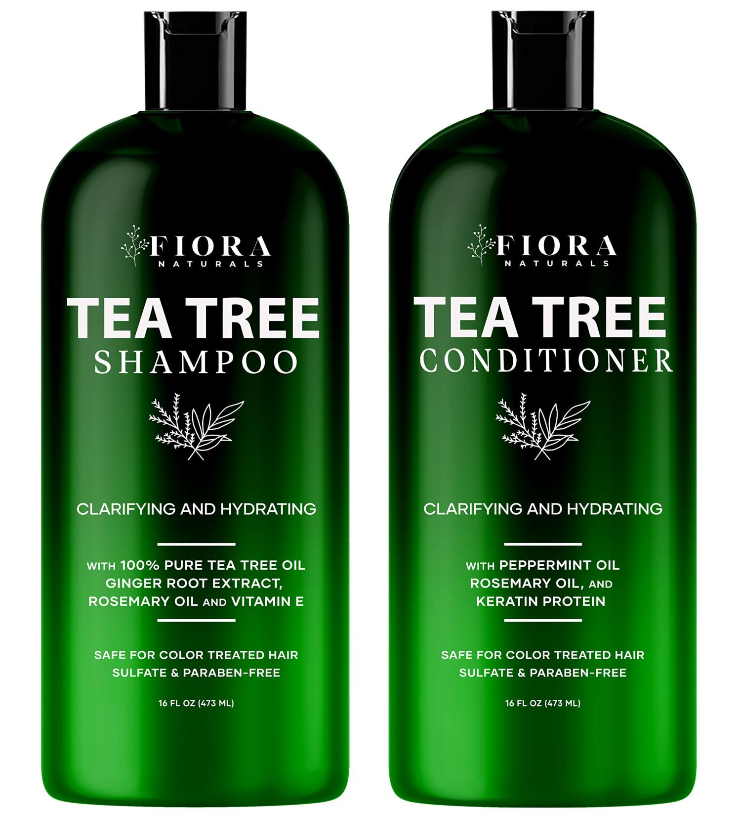Sulfate-Free Tea Tree Shampoo & Conditioner Set - Dandruff Relief for All Ages - Thickening & Soothing Scalp Treatment - Buy Online on GoSupps.com