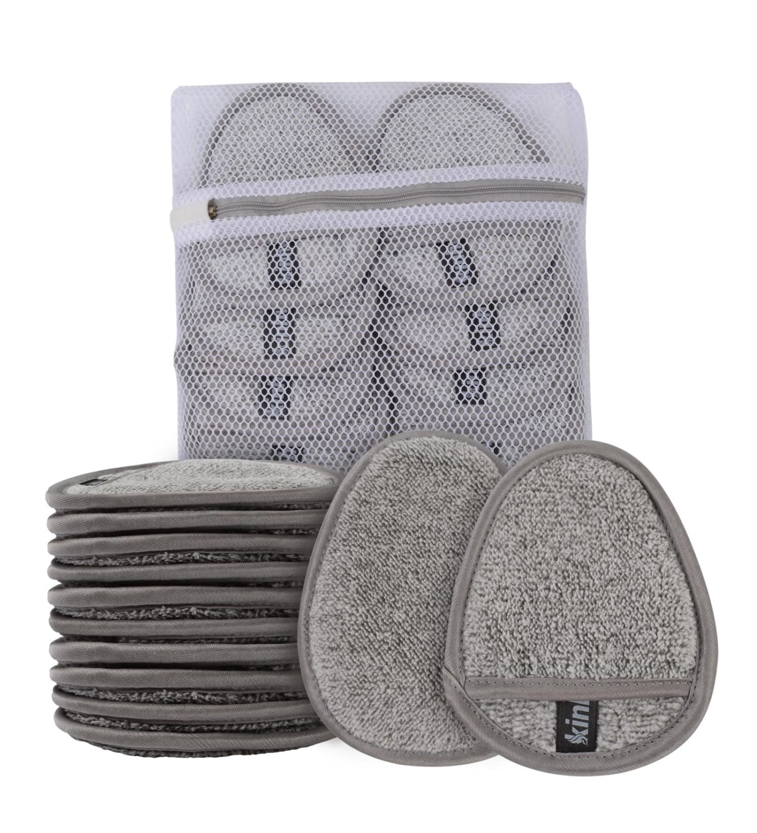 Reusable Bamboo Microfiber Makeup Remover Pads - Super Soft Facial Cleaning Pads with Laundry Bag - Eco-Friendly Light Gray 13x10cm - Buy Online on GoSupps.com