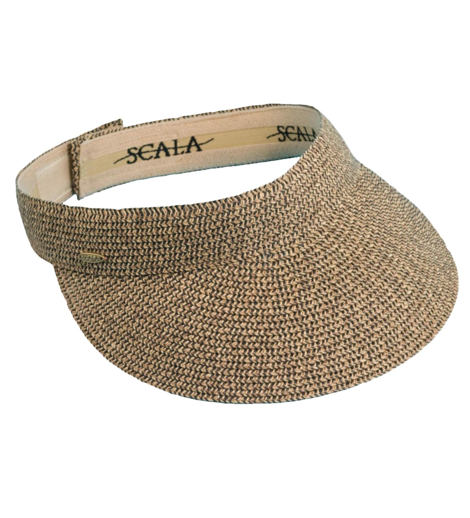 Scala Women's Paper Braid Visor in Coffee/Black - One Size - Buy Online on GoSupps.com