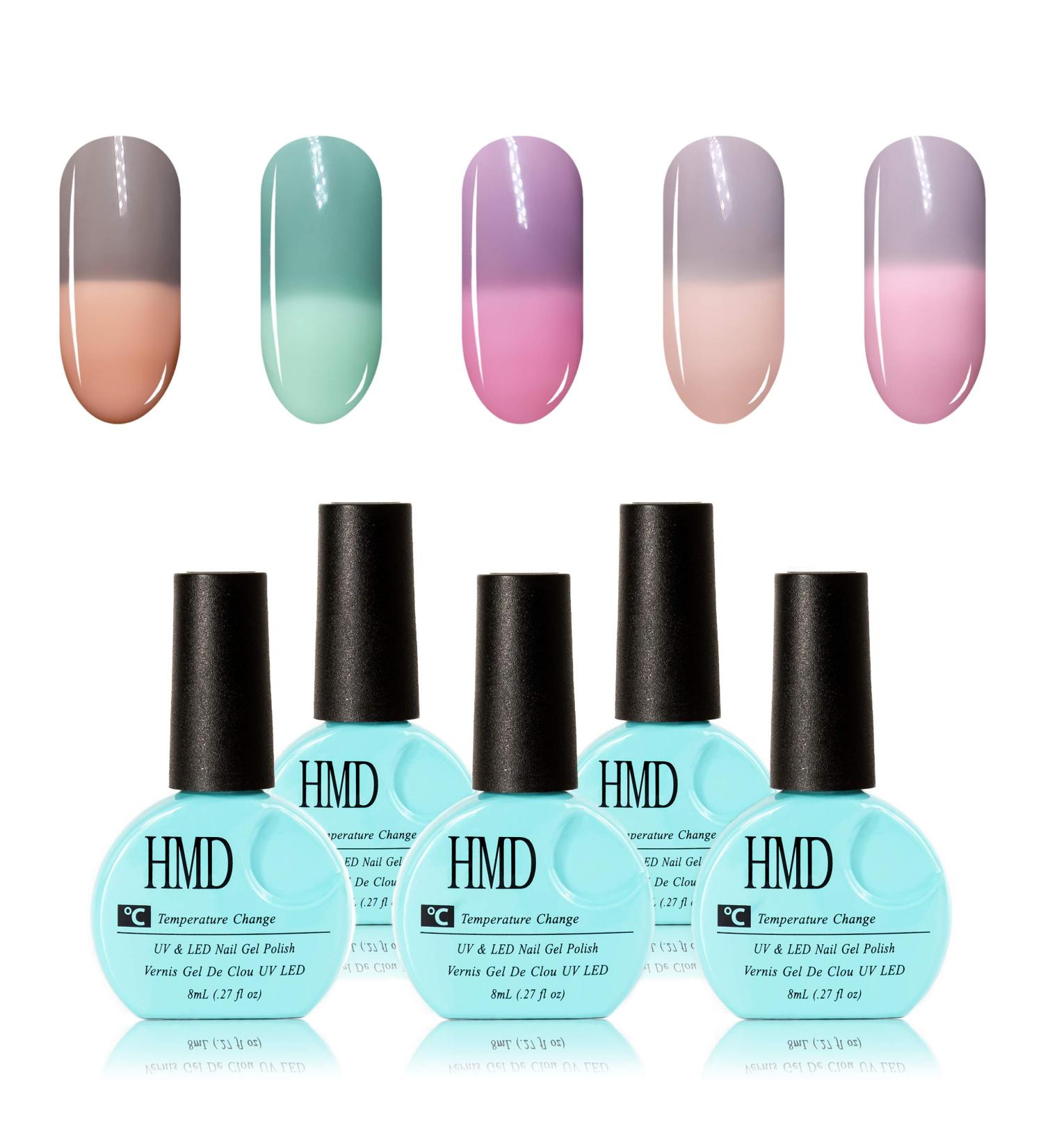 HMD Soak Off UV LED Temperature Changing Gel Nail Polishes. Macaron Series. Fast Color Changing Effect. Fast Cure. Unique Design for Canada Weather (5 Colors Value Package) - Buy Online on GoSupps.com