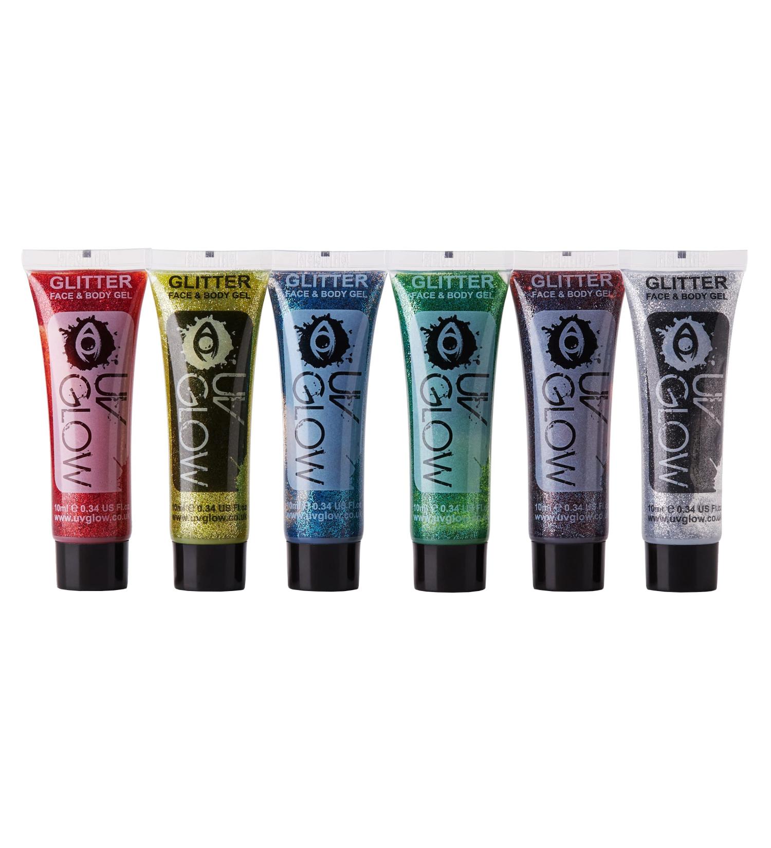 UV Glow Face & Body Glitter Gel Set - 6 Tubes for Festivals & Christmas Parties - 0.34oz Each | International Shipping Available - Buy Online on GoSupps.com