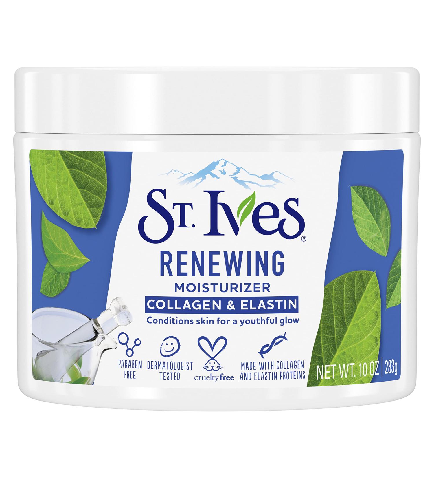 St. Ives Collagen & Elastin Facial Moisturizer 10 oz - Paraben Free, Dermatologist Tested, Cruelty Free - Unscented, Renewing Formula - Buy Online on GoSupps.com