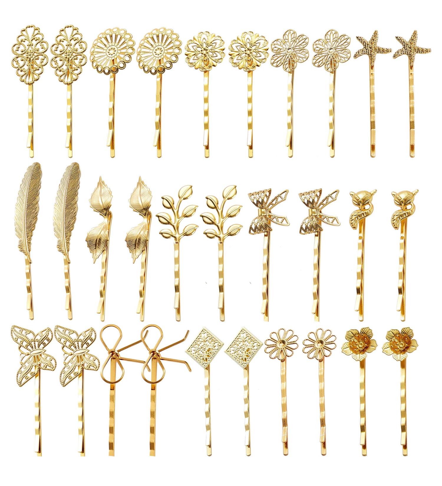 InSowni 30-Pack Retro Vintage Metal Bobby Pins Hair Clips - Light Gold Barrettes for Women & Girls - Buy Online on GoSupps.com