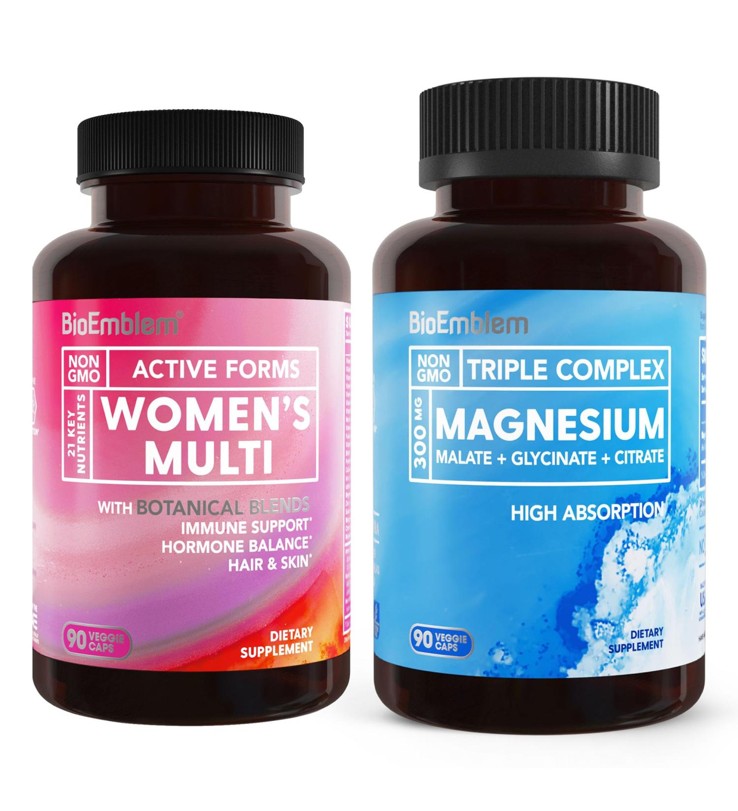 BioEmblem Women's Triple Magnesium Complex and Multivitamin fro Cardiovascular Health and Nutritional Needs - Buy Online on GoSupps.com