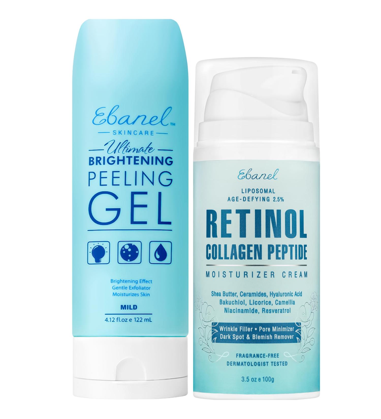 Ebanel Glow & Renew Skincare Duo Exfoliating Face Scrub + Retinol Moisturizer Brightening & Anti-Aging Set for Smooth Youthful Skin - Buy Online on GoSupps.com
