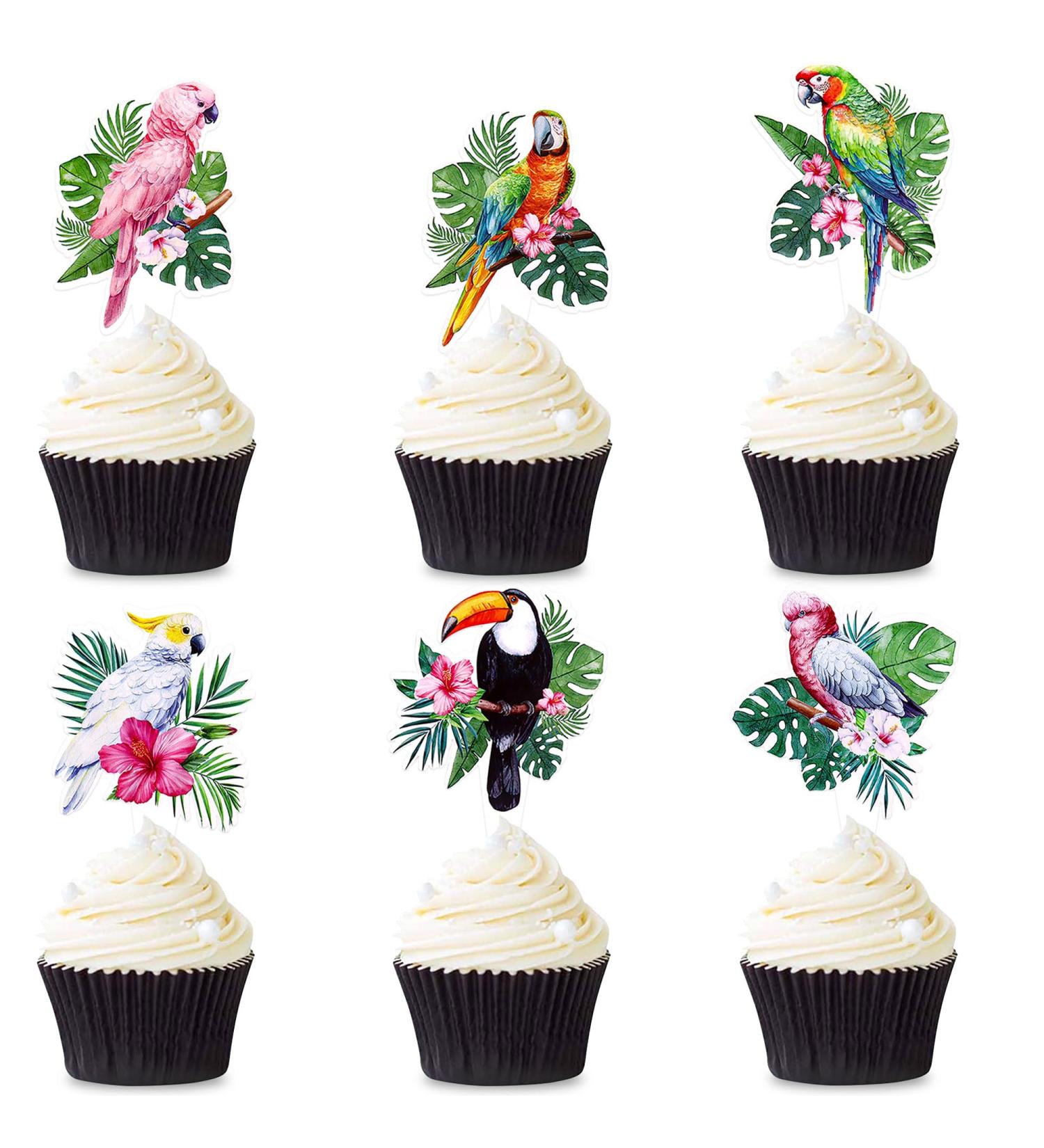 Blumomon 24-Piece Birds & Animals Cupcake Toppers - Parrot Picks & Cake Decorations for Kids' Birthday Parties - Buy Online on GoSupps.com