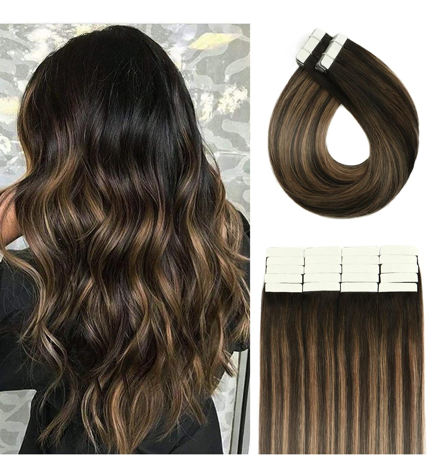 Buy Vario 16 Tape-in Hair Extensions | 20Pcs Seamless Remy Real Hair #1BT6P1B | International Shipping - Buy Online on GoSupps.com