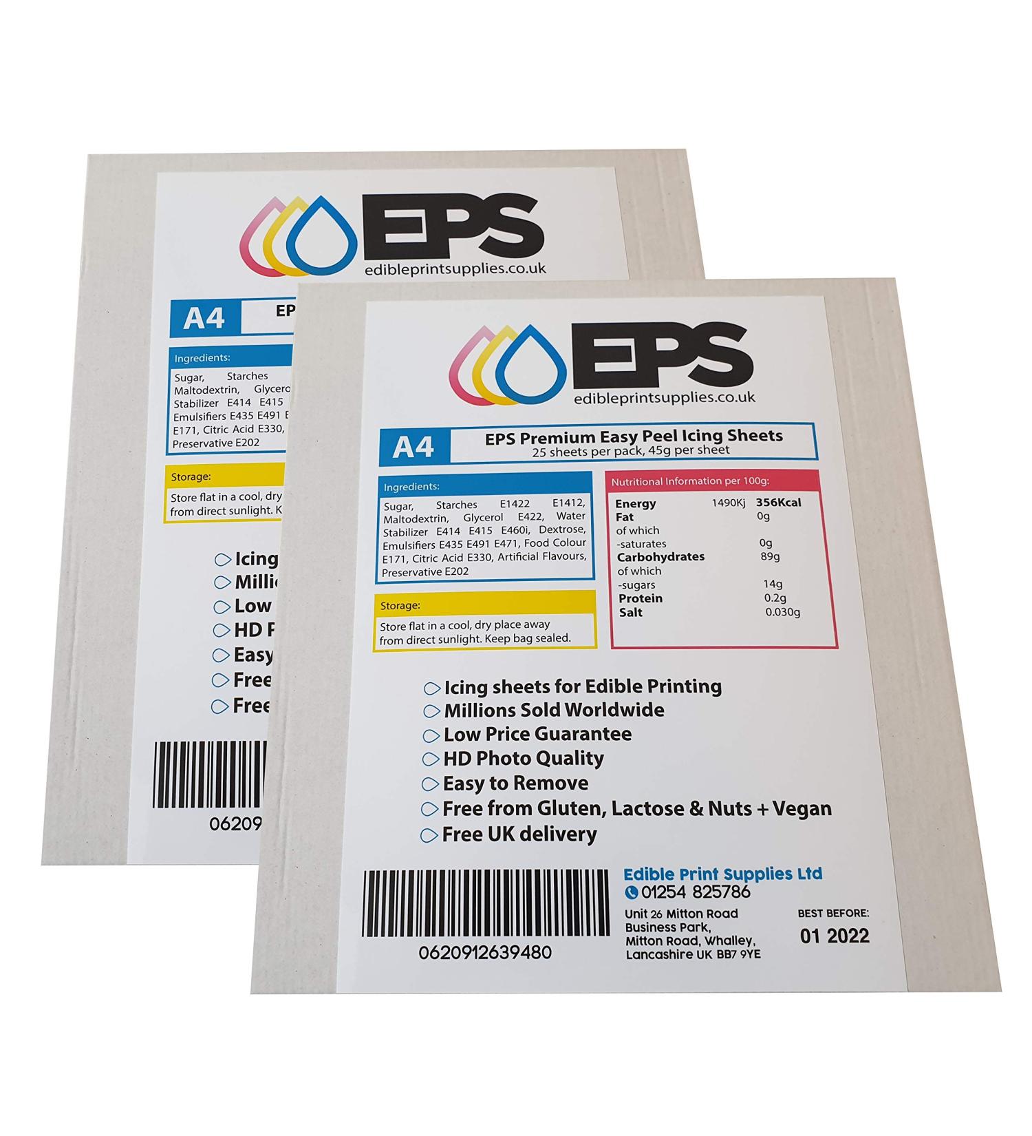 EPS Edible Icing Sheets/Frosting Sheets/Edible Paper for Printing - 50 Sheets