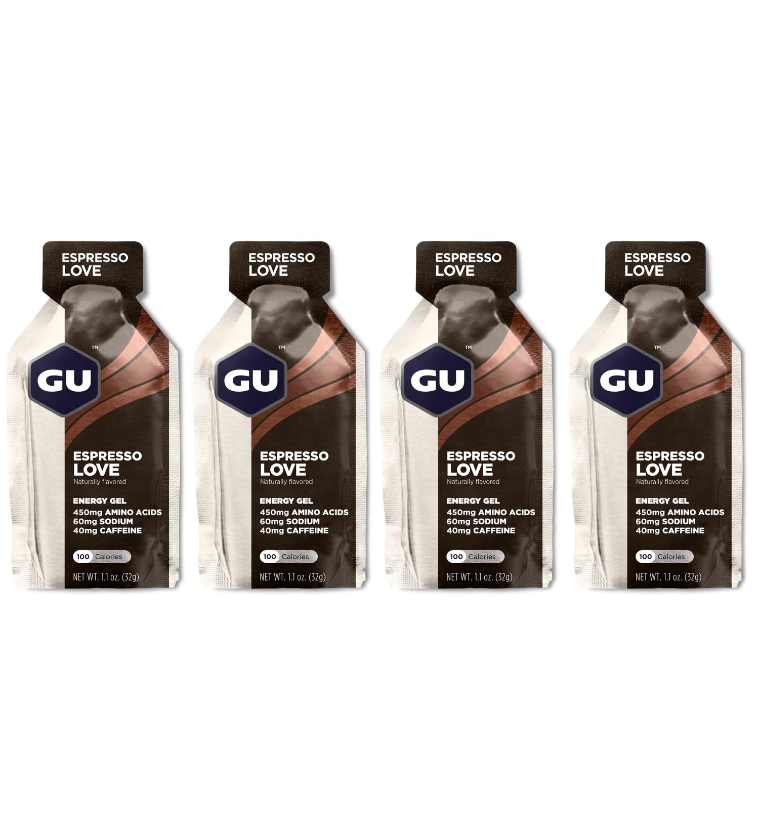 GU Energy Running Gels - 4 Gel Taster Pack - Sports Energy Gels For Running Cycling Triathlon (Espresso Love) - Buy Online on GoSupps.com