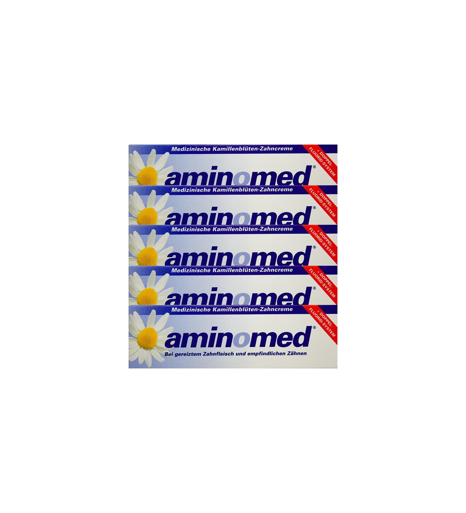 5x 75ml Aminomed for irritated gums & sensitive teeth Chamomile flowers