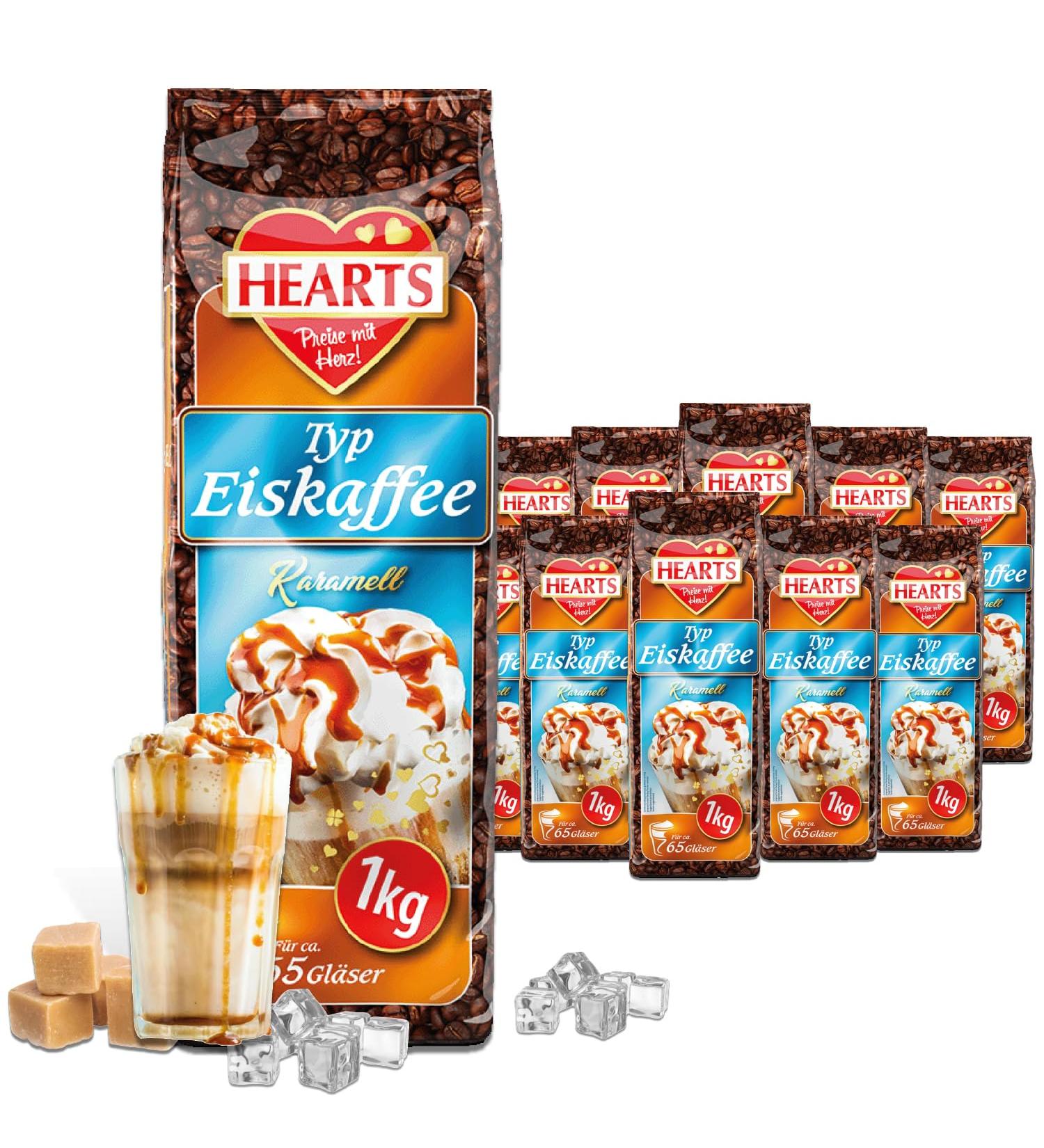 HEARTS Iced Coffee Powder Caramel 20 x 1 kg Value Pack Perfect for Gas Stations Bakery Hotels Businesses etc. - Instant Coffee Powder for Summer Cheesecake  - Buy Online on GoSupps.com
