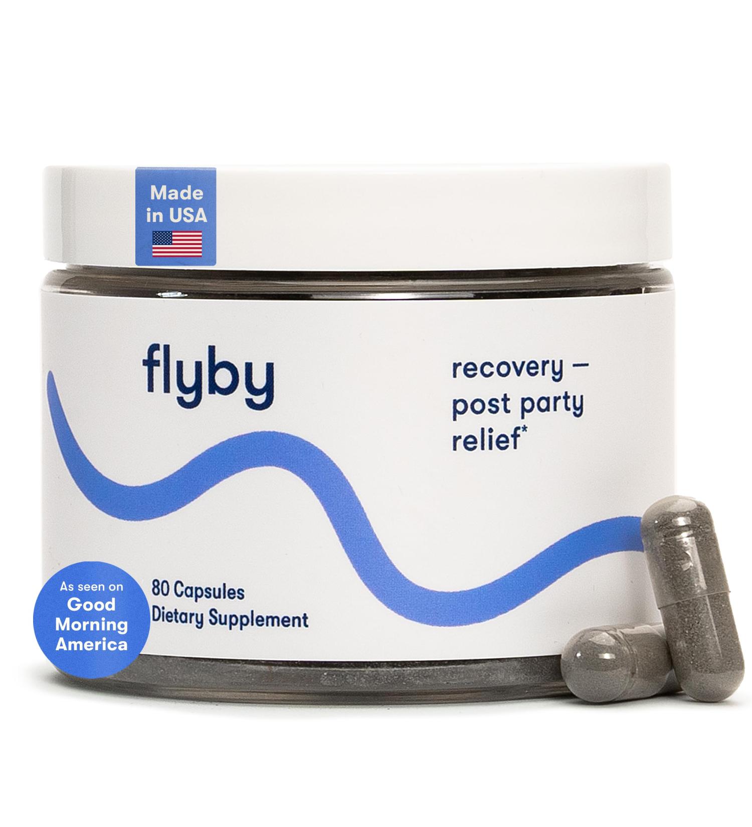 Flyby Recovery Supplement - All The Hang, Without The Over! - with Milk Thistle, Vitamin C, Activated Charcoal, and Apple Cider Vinegar - Pre & Post Drinking Formula (80 Count) pack of 80 - Buy Online on GoSupps.com