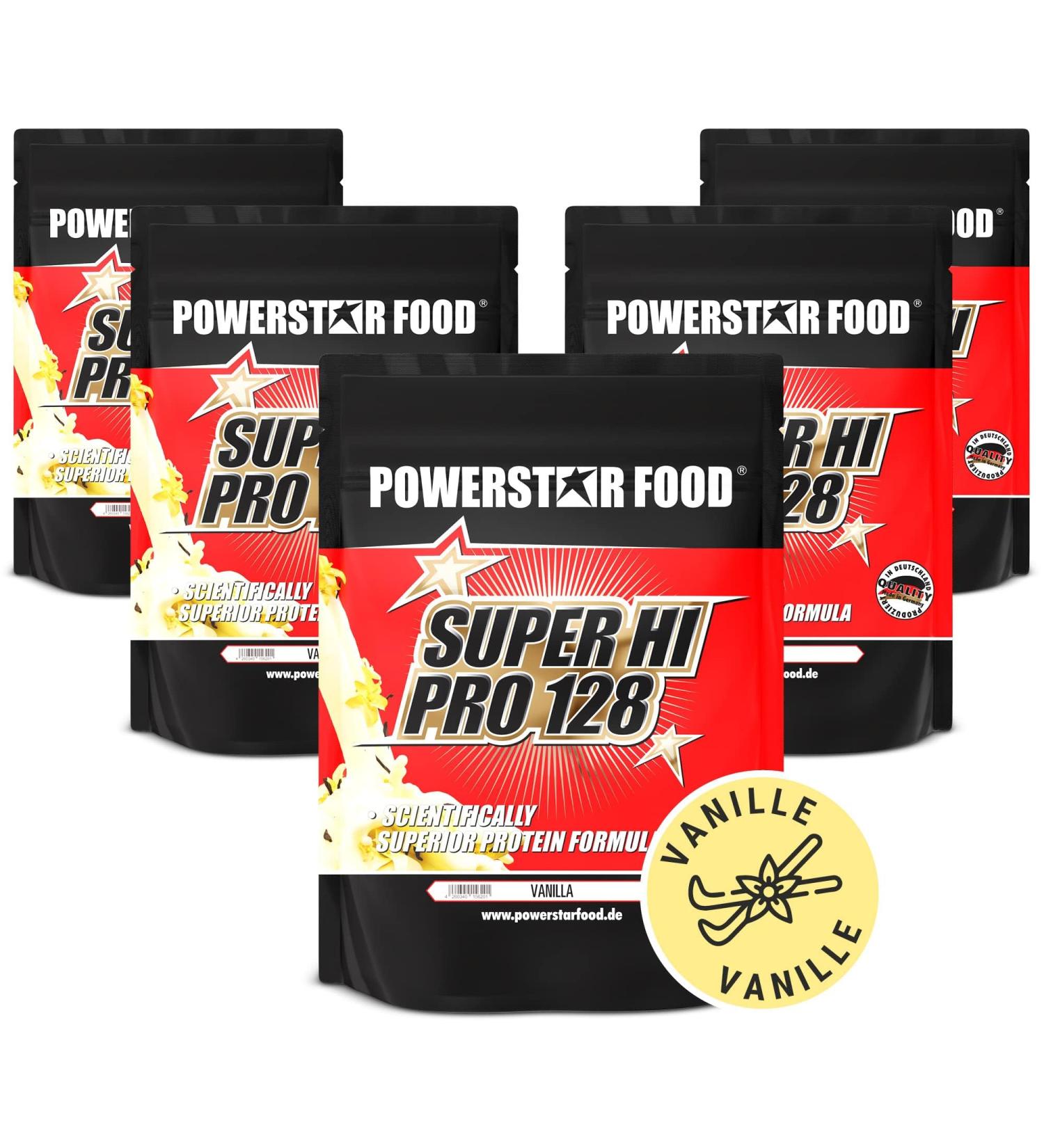 Powerstar Super Hi Pro 128 | 5x1000G Vanilla Protein Powder | 80% Protein for Muscle Building & Weight Loss | High Biological Value | International Shipping - Buy Online on GoSupps.com