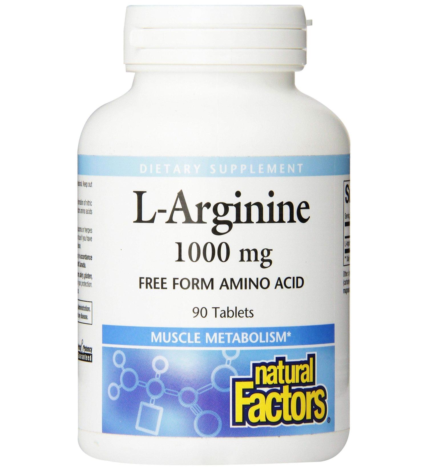 Natural Factors L-Arginine 1000 mg - 90 Tablets for Heart Health & Performance - Buy Online on GoSupps.com