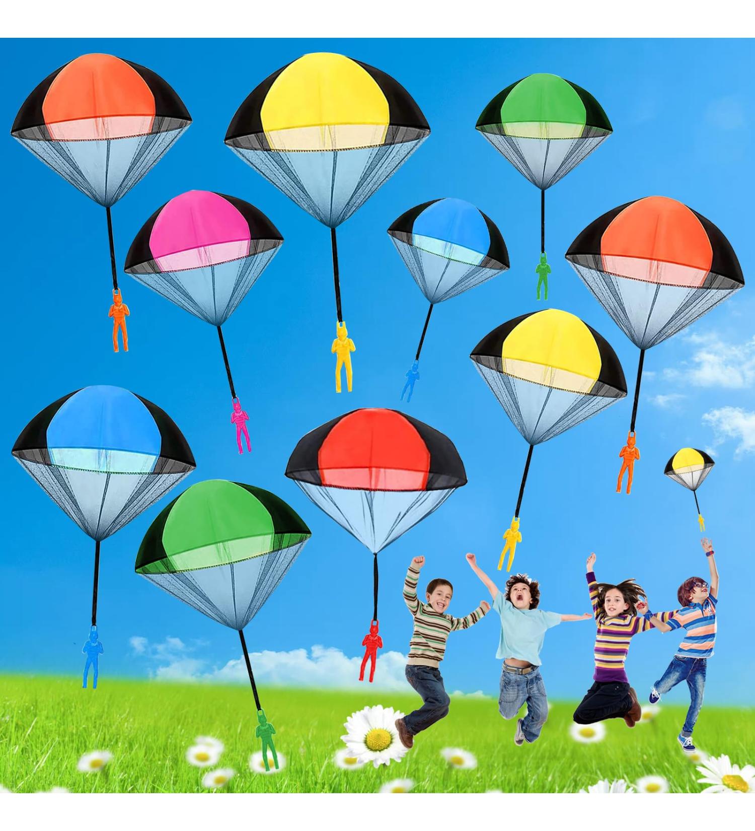 12 Pieces Parachutist Toy Set | Outdoor Hand-Throw Parachute Toys for Kids | Perfect Birthday Party Favors - Buy Online on GoSupps.com