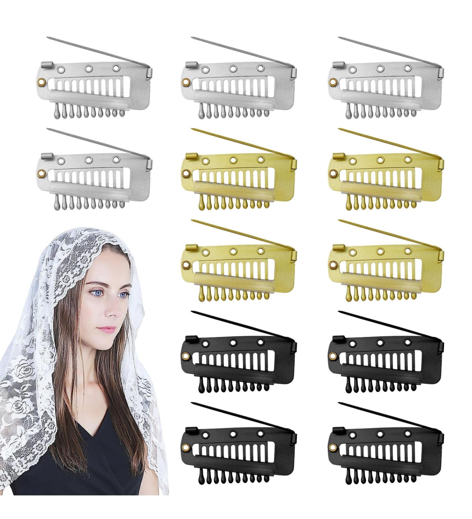 Luwrevc Chunni Clips with Safety Pins 12Pcs Teeth Strong Dupatta Clips with Safety Pin Easy to Use with Dupatta Hijab & Tikka Setting (12 Pack) - Buy Online on GoSupps.com