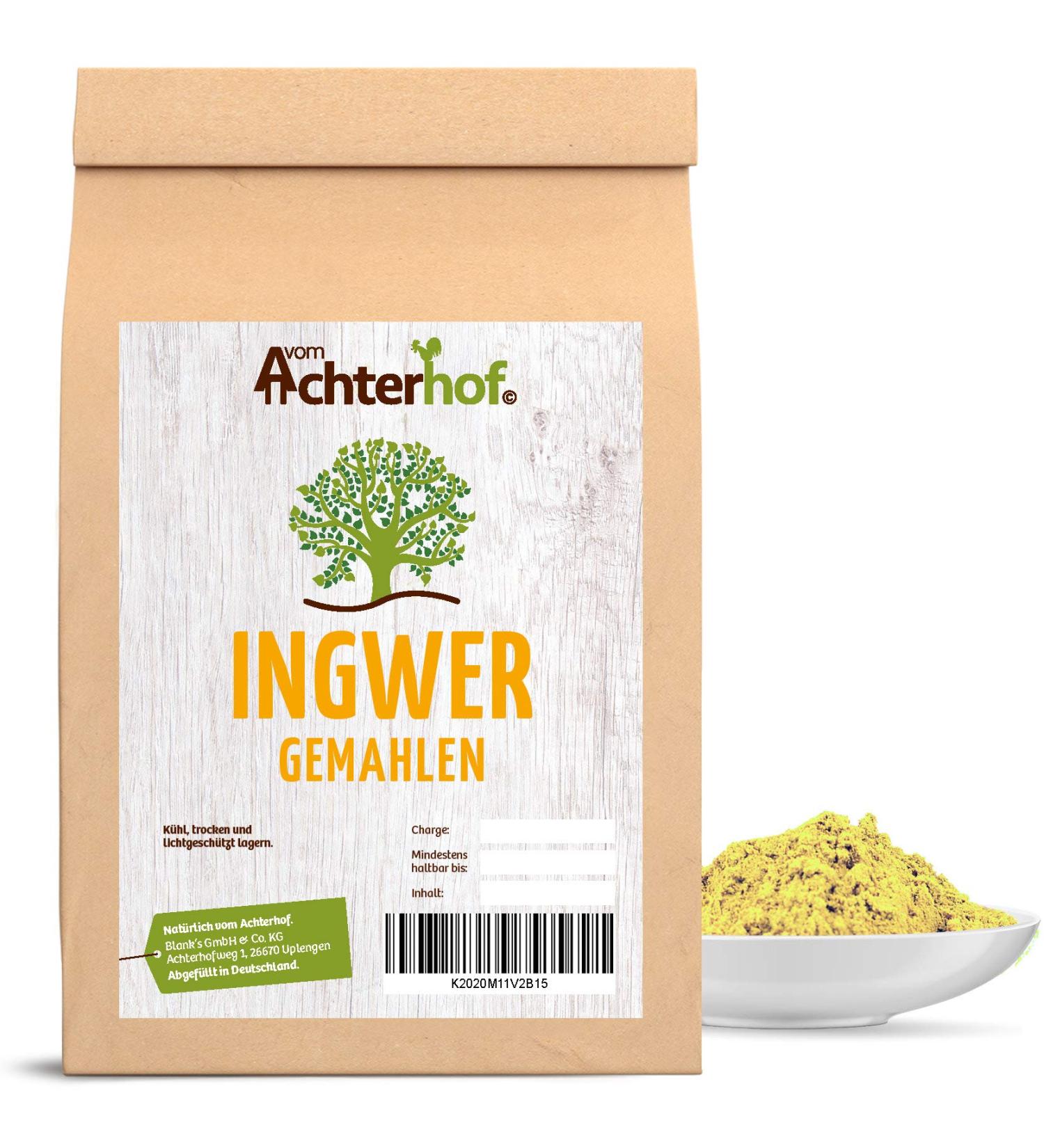 Ginger Powder 500g - Premium Achterhof Ginger Root for Ginger Tea & Cooking - Buy Online on GoSupps.com