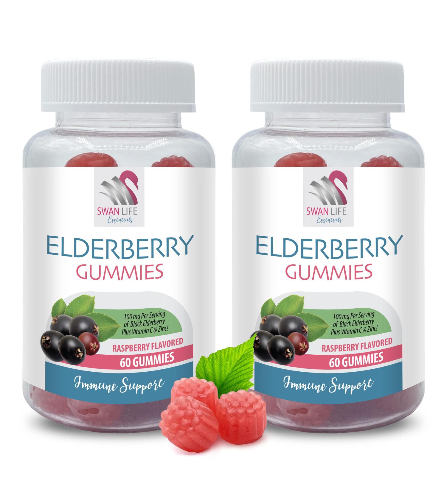 Antioxidant-Rich Elderberry Gummies - Elderberry Gummies - Natural Immune System Support Tasty Raspberry Flavor Black Elderberry with Vitamin C Non-GMO Gluten-Free Dairy-Free 2 Bot 120 Gummies - Buy Online on GoSupps.com