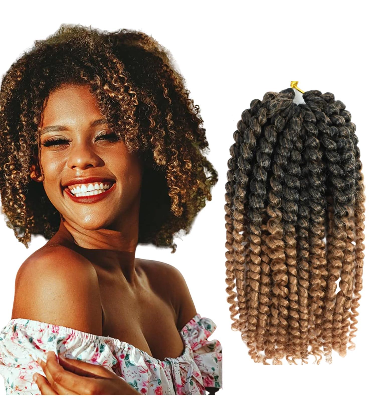 Marlybob Crochet Hair twist 14inch Kinky curly Crochet Hair Faux Locks For Women Short Curly Crochet Braids Hair Extension Jerry Curly Twist Hair Extensions Black to Strawberry Blonde 14inch/35cm 1BT27 - Buy Online on GoSupps.com