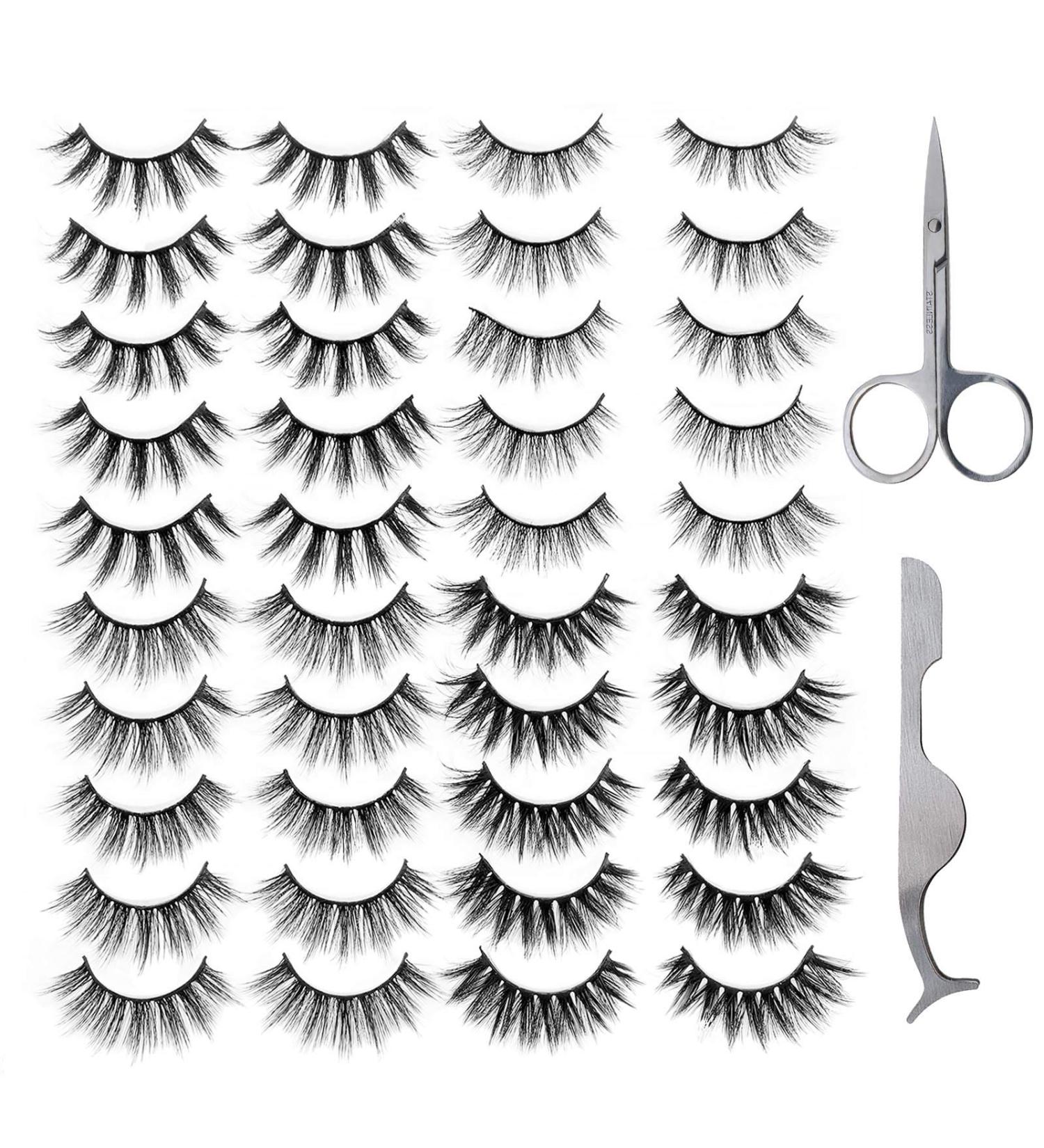 Yinettech 20 Pairs Self-Adhesive False Eyelashes with Scissors & Tweezers | 4 Styles 3D Soft Natural Eyelashes for Women & Girls - International Shipping - Buy Online on GoSupps.com