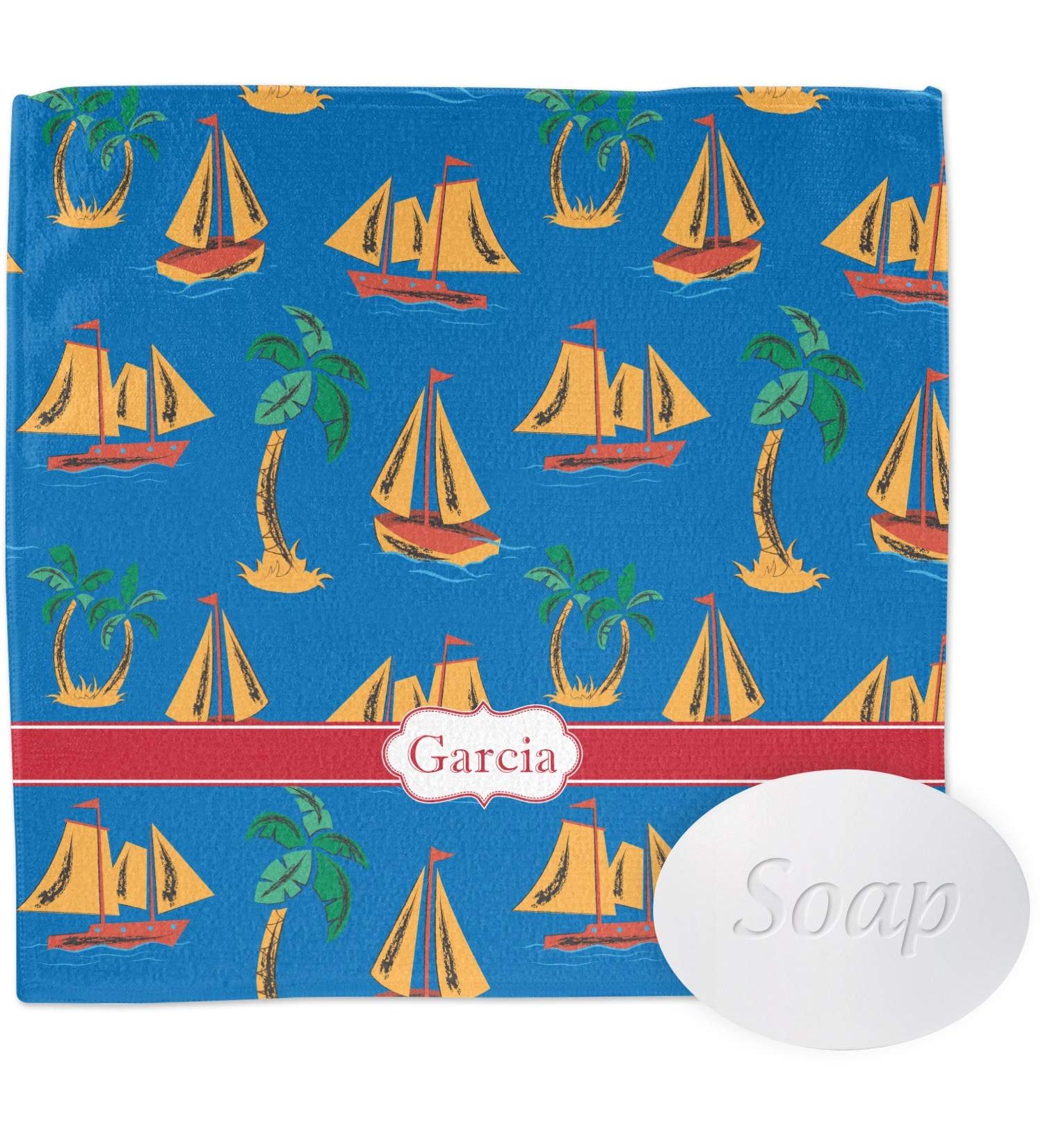 YouCustomizeIt Personalized Boats & Palm Trees Washcloth