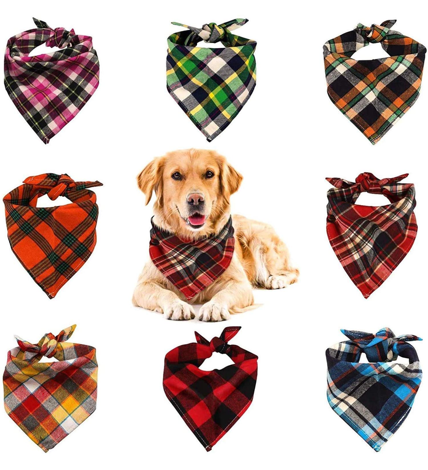 Dog Bandana VIPITH 8 Pack Plaid Bibs Scarf Washable Reversible Adjustable Triangle Dog Scarf Bow Ties for Pets and Cats (Random Color) Christmas - Buy Online on GoSupps.com
