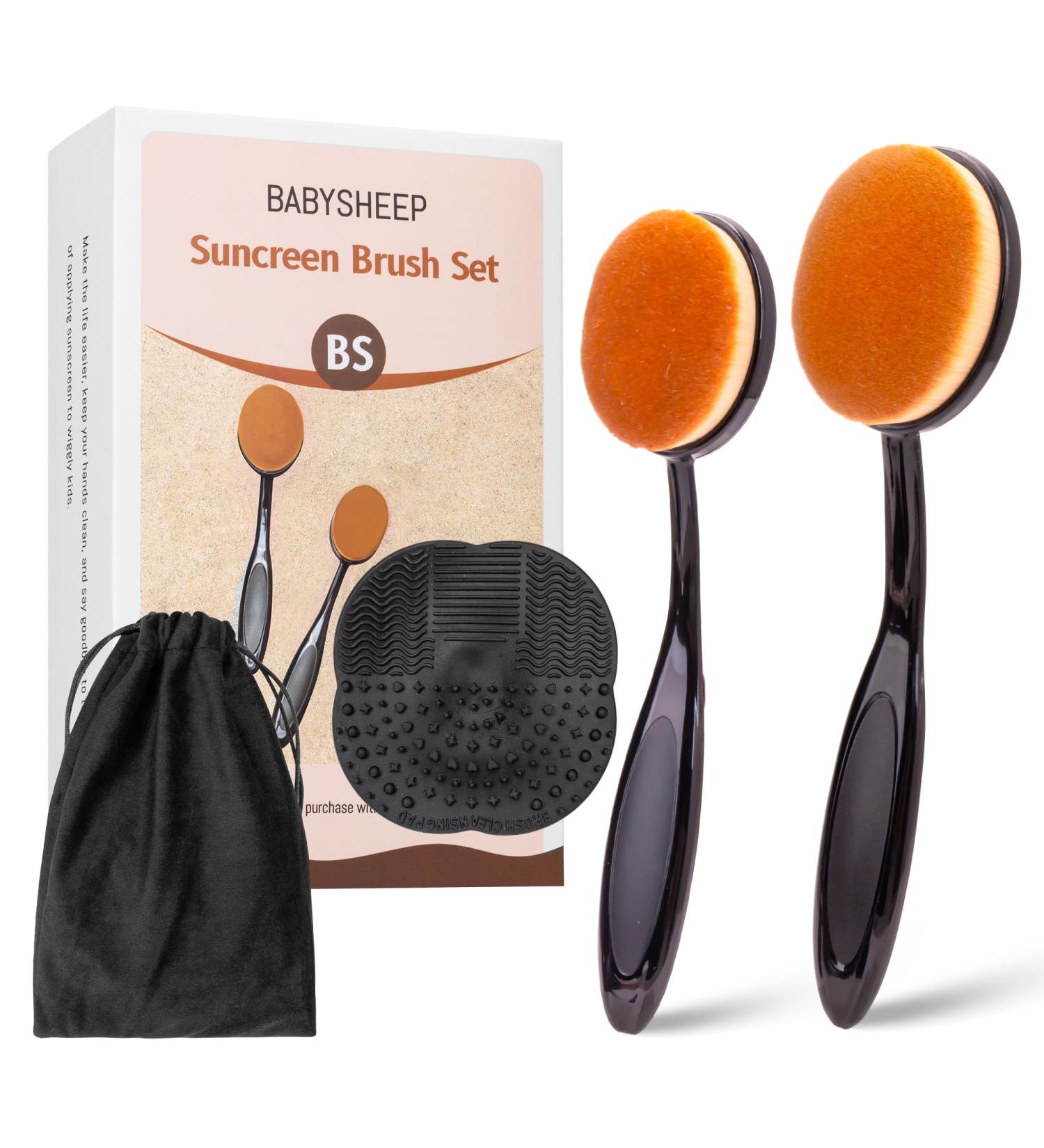 Buy Sunscreen Brush Applicator Set - Child-Safe Sunblock Brush for Face & Body Travel Size 2 Pack with Storage Bag & Cleaning Mat - Buy Online on GoSupps.com