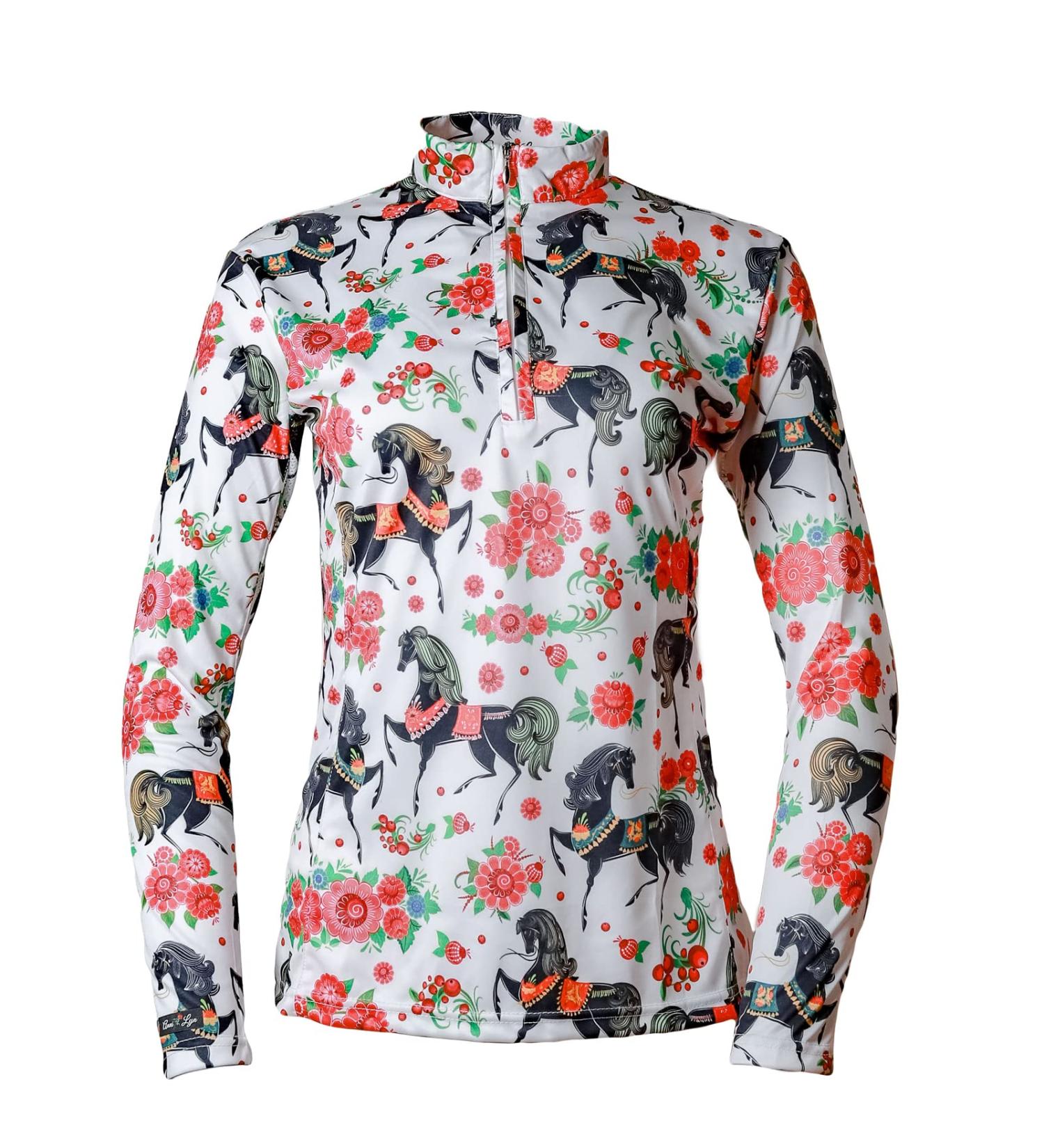 Anni Lyn Sportswear Women's Ventilated Long Sleeve Sun Shirt - Rose Horse - Size Small - Buy Online on GoSupps.com