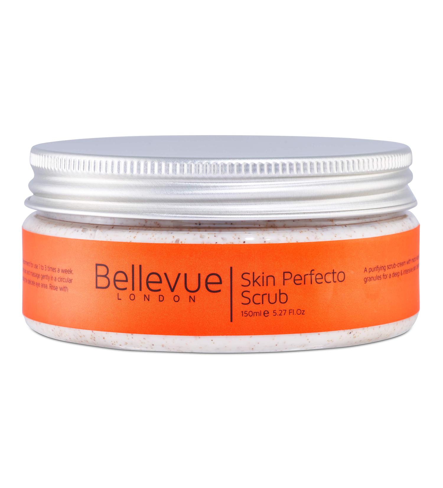 Skin Perfecto Face Scrub 150ml Purifying Exfoliating Scrub Cream with Micro Hazelnut Granules for Deep and Intensive Face Scrub for Women and Men By Bellevue London - Buy Online on GoSupps.com