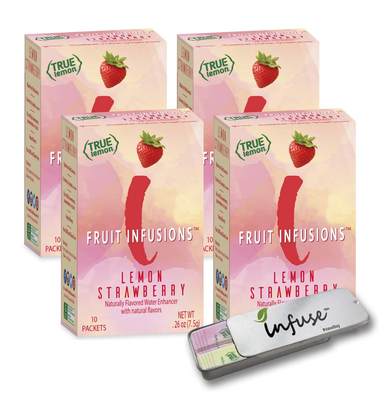 True Citrus True Lemon Fruit Infusion - Lemon Strawberry 10 Packets (0.26 oz each) - Refreshing Flavor - Buy Online on GoSupps.com