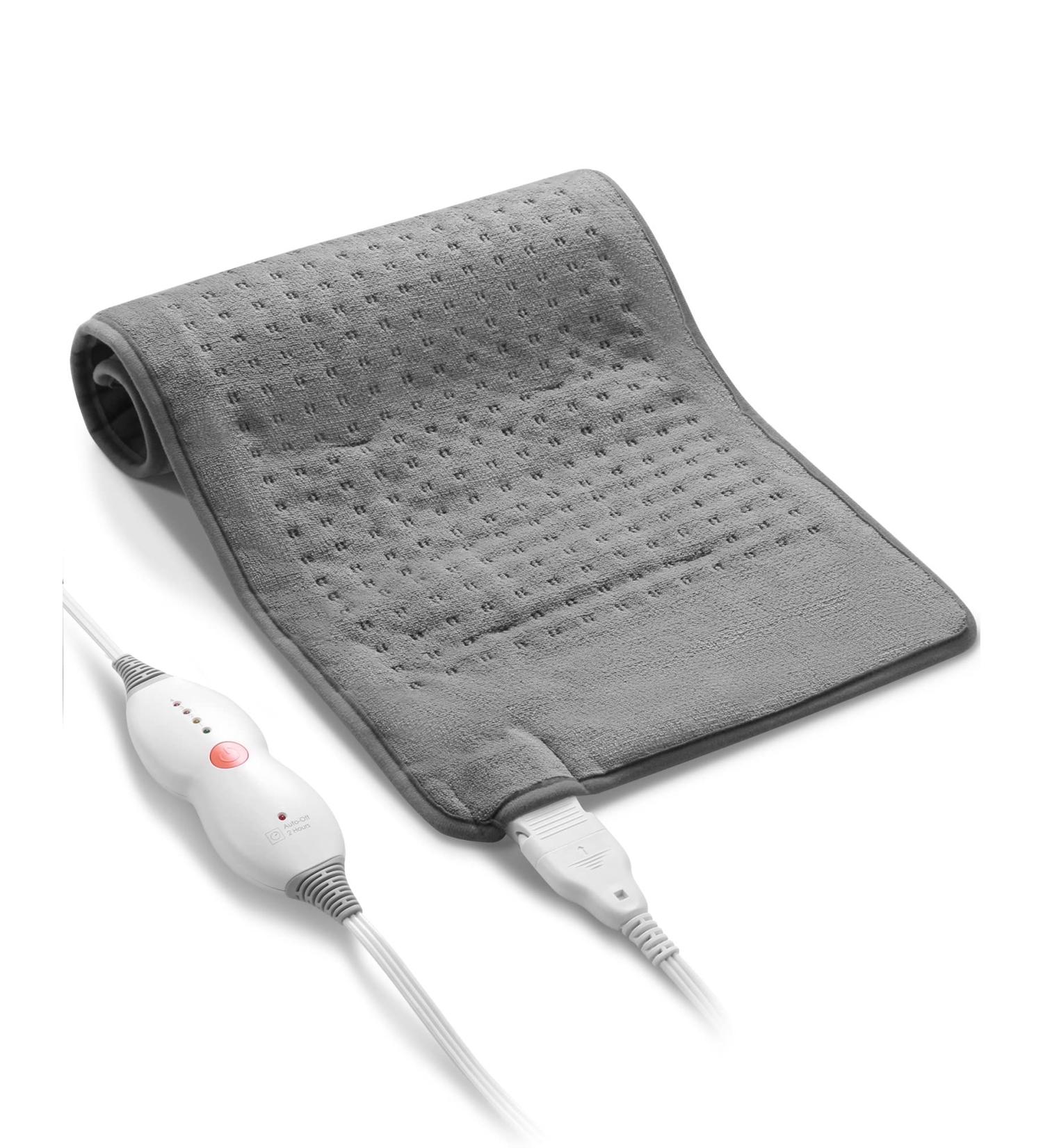 Fast-Heating Electric Heating Pad | 4 Temp Settings | Back Pain Relief | Moist Heat Therapy | Auto Shut-Off | Machine Washable | 12x24 Grey - Buy Online on GoSupps.com