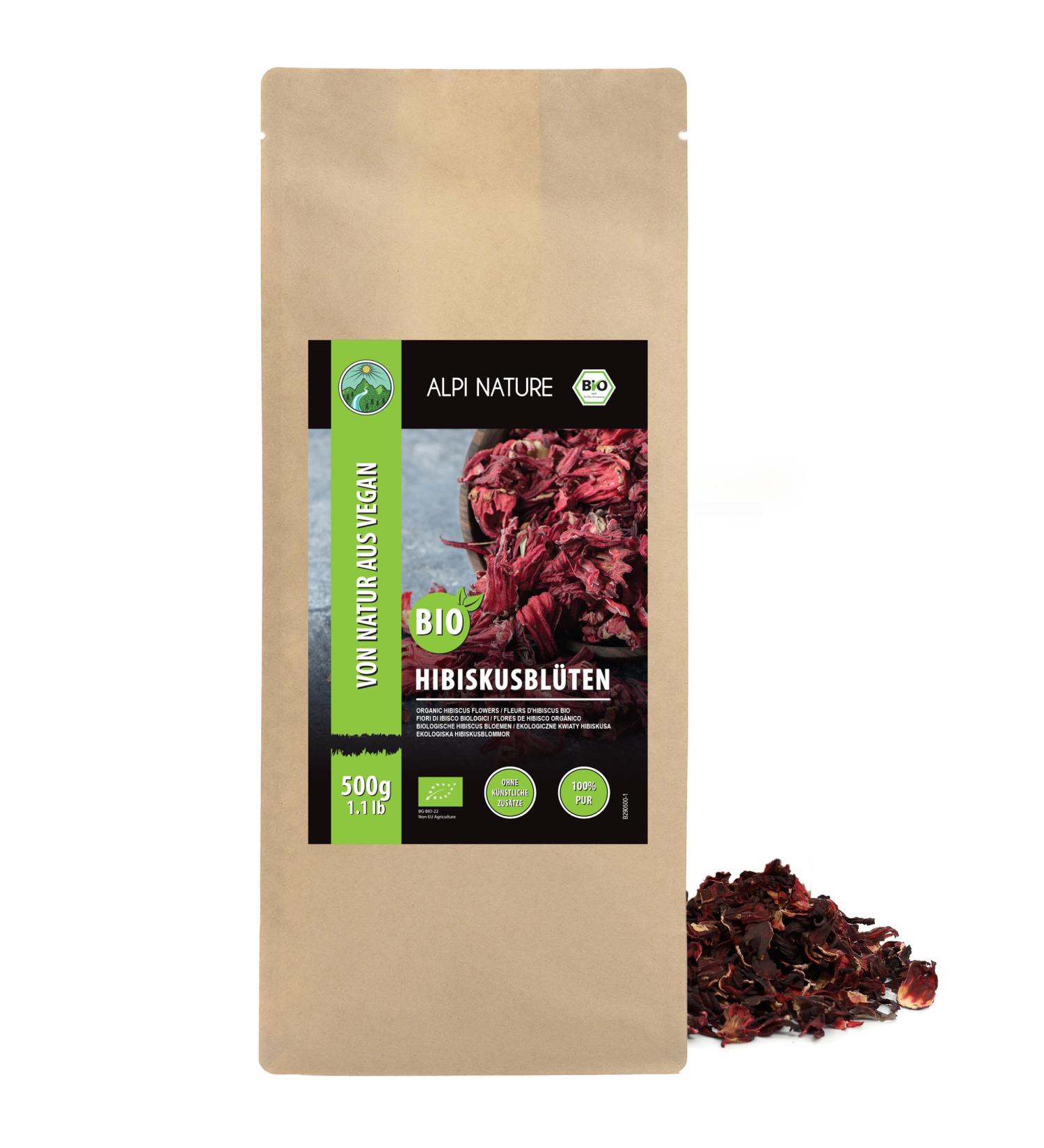  Alpi Nature Alpi Nature Hibiscus Organic Herbal Tea 500g Dried Whole Hibiscus Flowers Loose Tea - Buy Online on GoSupps.com