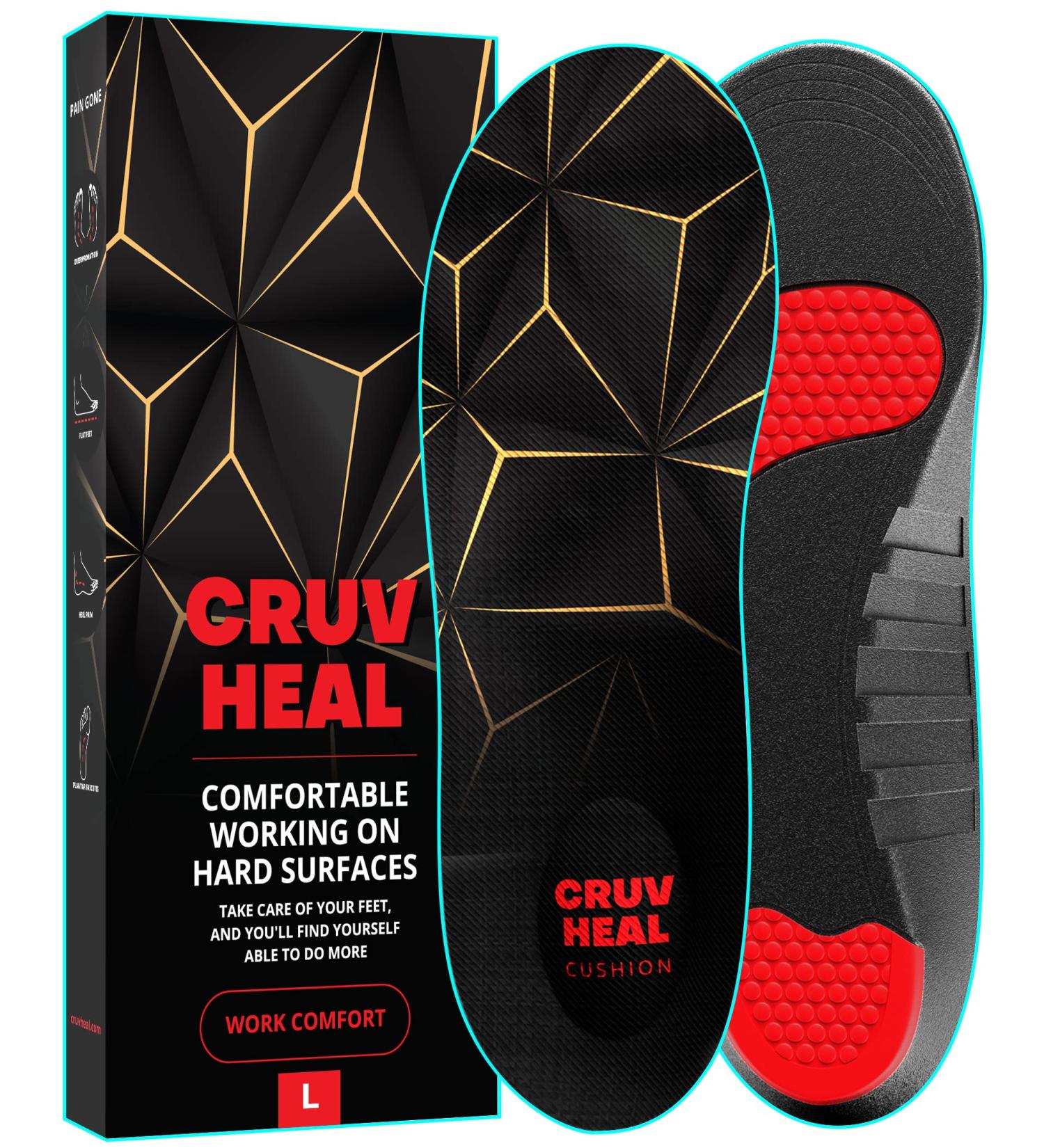 Work Pro Comfort Insoles - Shock Absorption - Low Arch Support - Anti-Fatigue Cushioning - Non-Slip - Foot Pain Relief - Black (L Men 8.5-13 / Women 9) - Buy Online on GoSupps.com