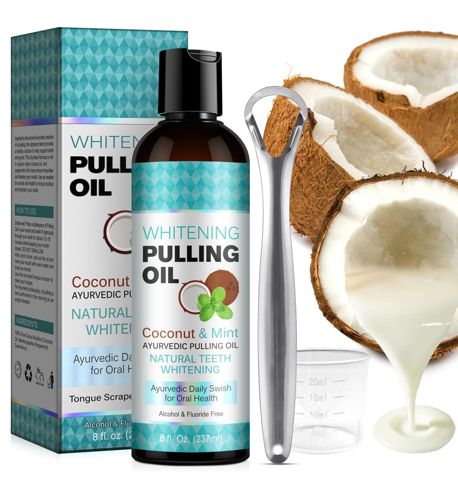 Organic Coconut Peppermint Oil Pulling - Natural Mouthwash for Bad Breath & Gum Health | 8 Fl Oz - Buy Online on GoSupps.com