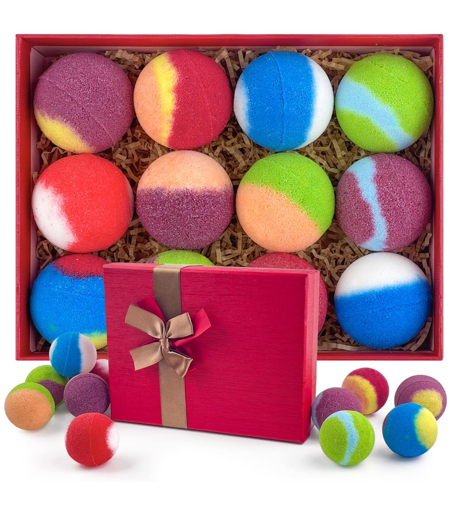 12PCS Natural Organic Bath Bombs Gift Set with Essential Oils in Reusable Box - Luxury Spa Set for Women and Men - Buy Online on GoSupps.com