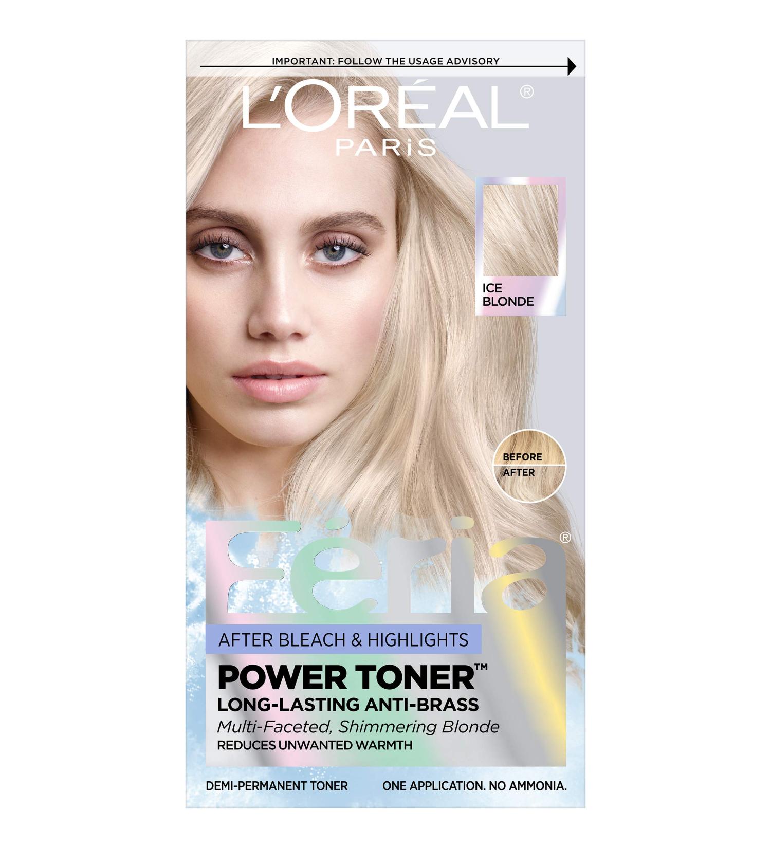 L'Oreal Paris Feria Ice Blonde Hair Toner - Anti Brass Power, Long-Lasting Formula - 1 Application - Buy Online on GoSupps.com