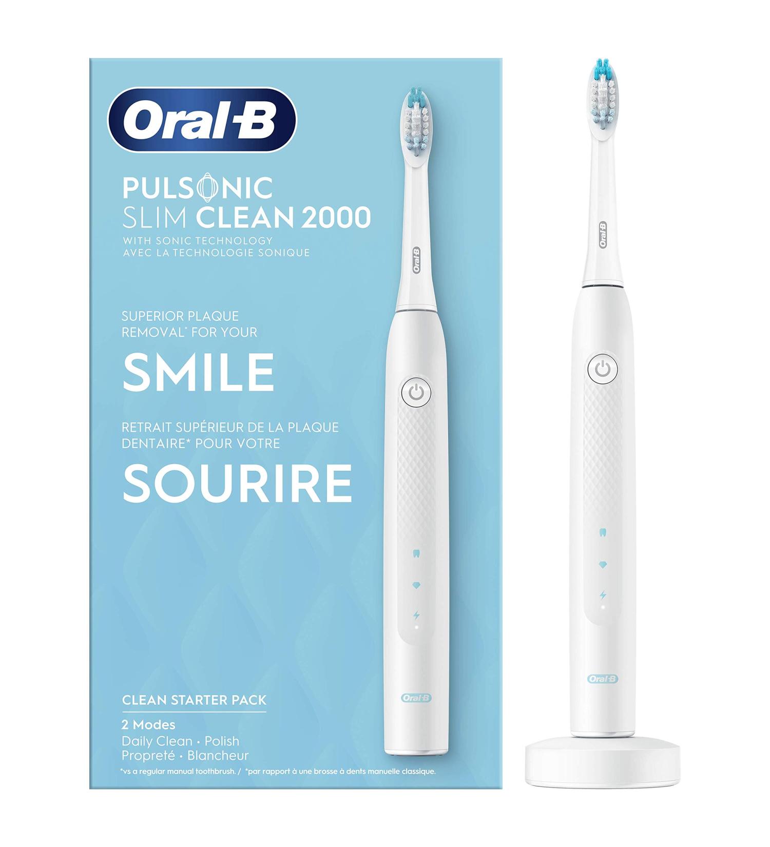 Buy Oral-B Pulsonic Slim Clean 2000 Rechargeable Electric Toothbrush - Clean Teeth 1 Handle & 1 Brush - International Shipping Available - Buy Online on GoSupps.com