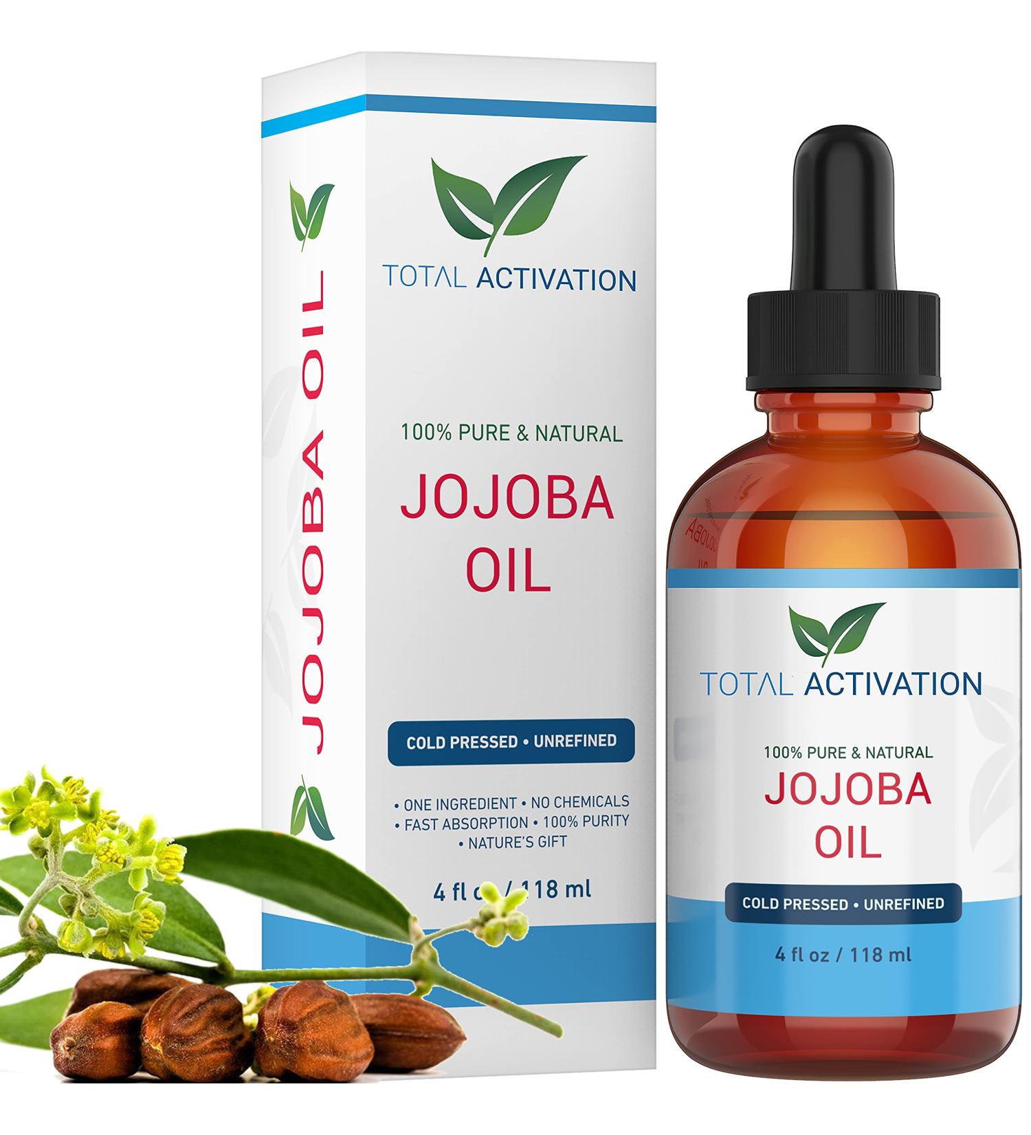 Total Activation Organic Jojoba Oil for Skin, Hair & Nails - 100% Pure, Unrefined, Cold Pressed - Natural Face Moisturizer - Large 4 oz Bottle - Buy Online on GoSupps.com